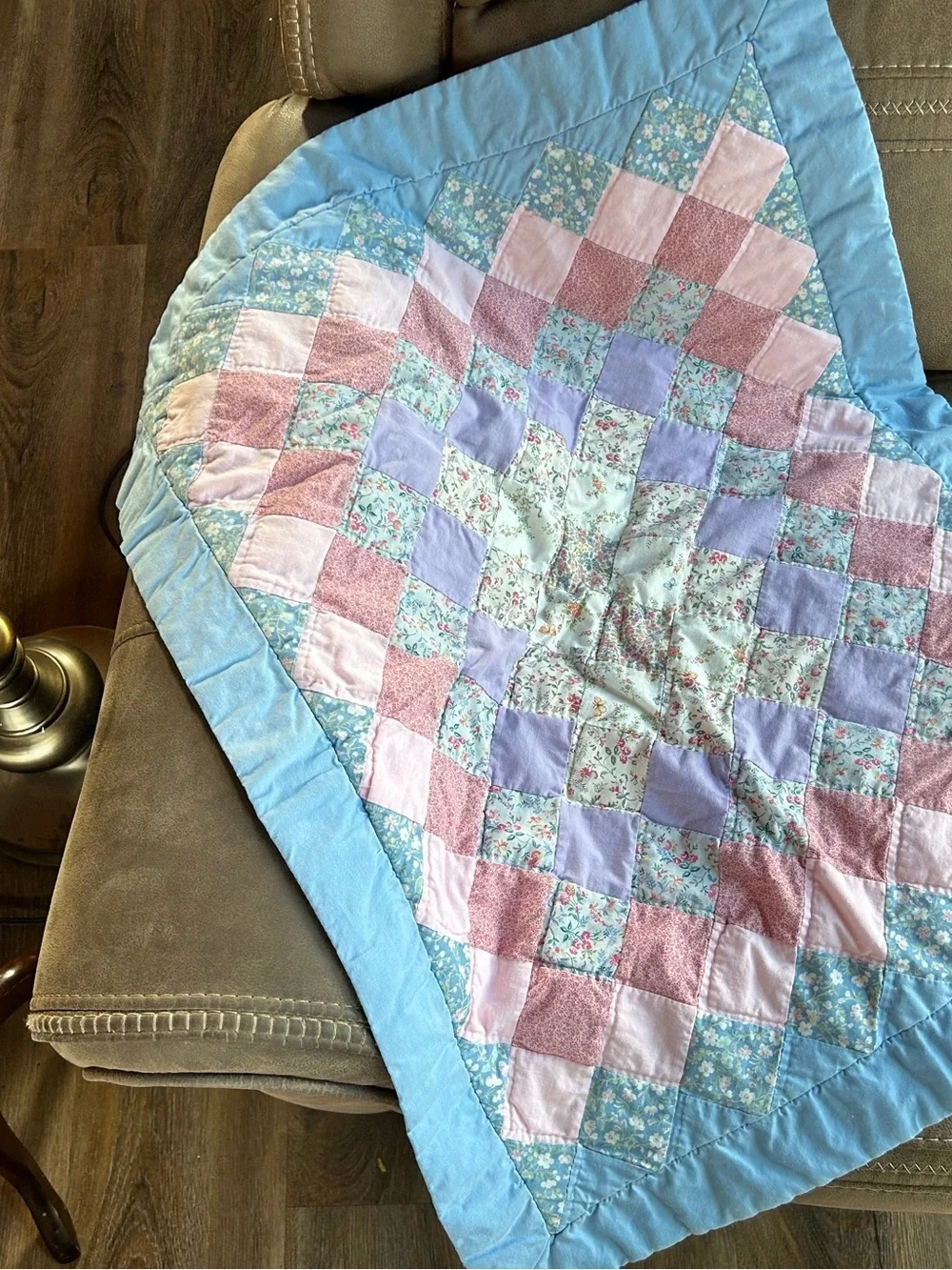 Patchwork pillow sham  - Pink & Blue